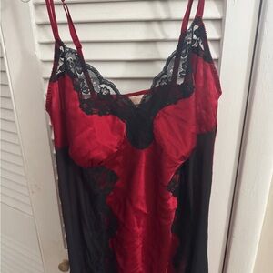 Cacique Red and Black Lace Chemise Intimates